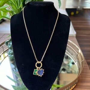 Tory Burch Gold And Blue Heart Necklace